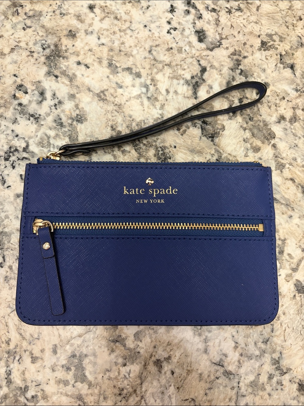 kate spade Blue Wristlet with Gold Hardware